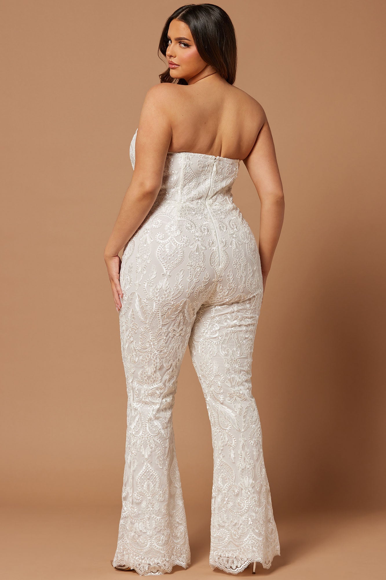 Esther Sequin Embroidered Jumpsuit - White - HCWP