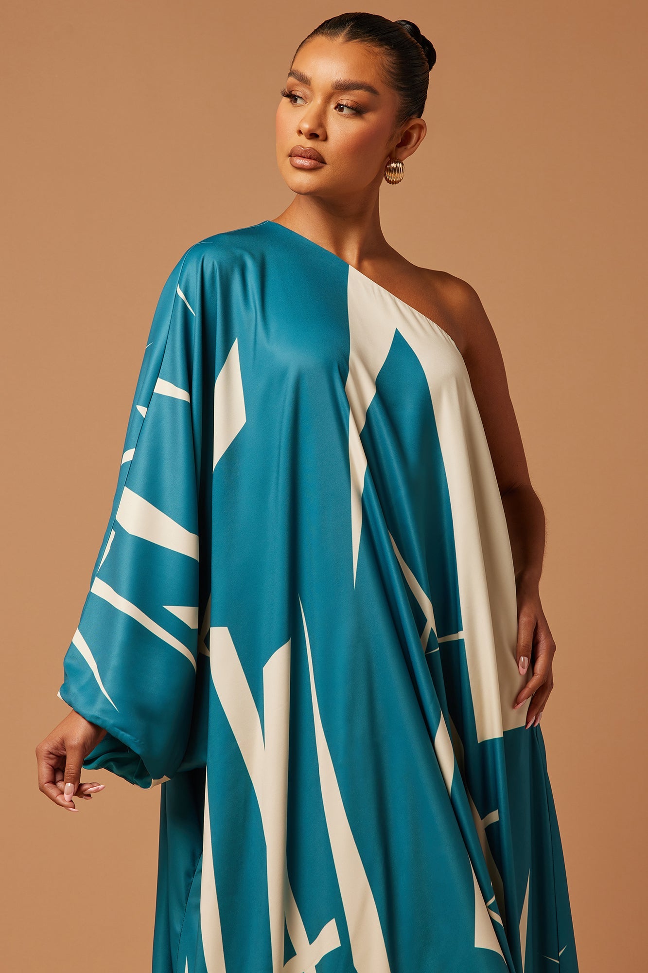 Patras Satin Kaftan - Teal - HCWP