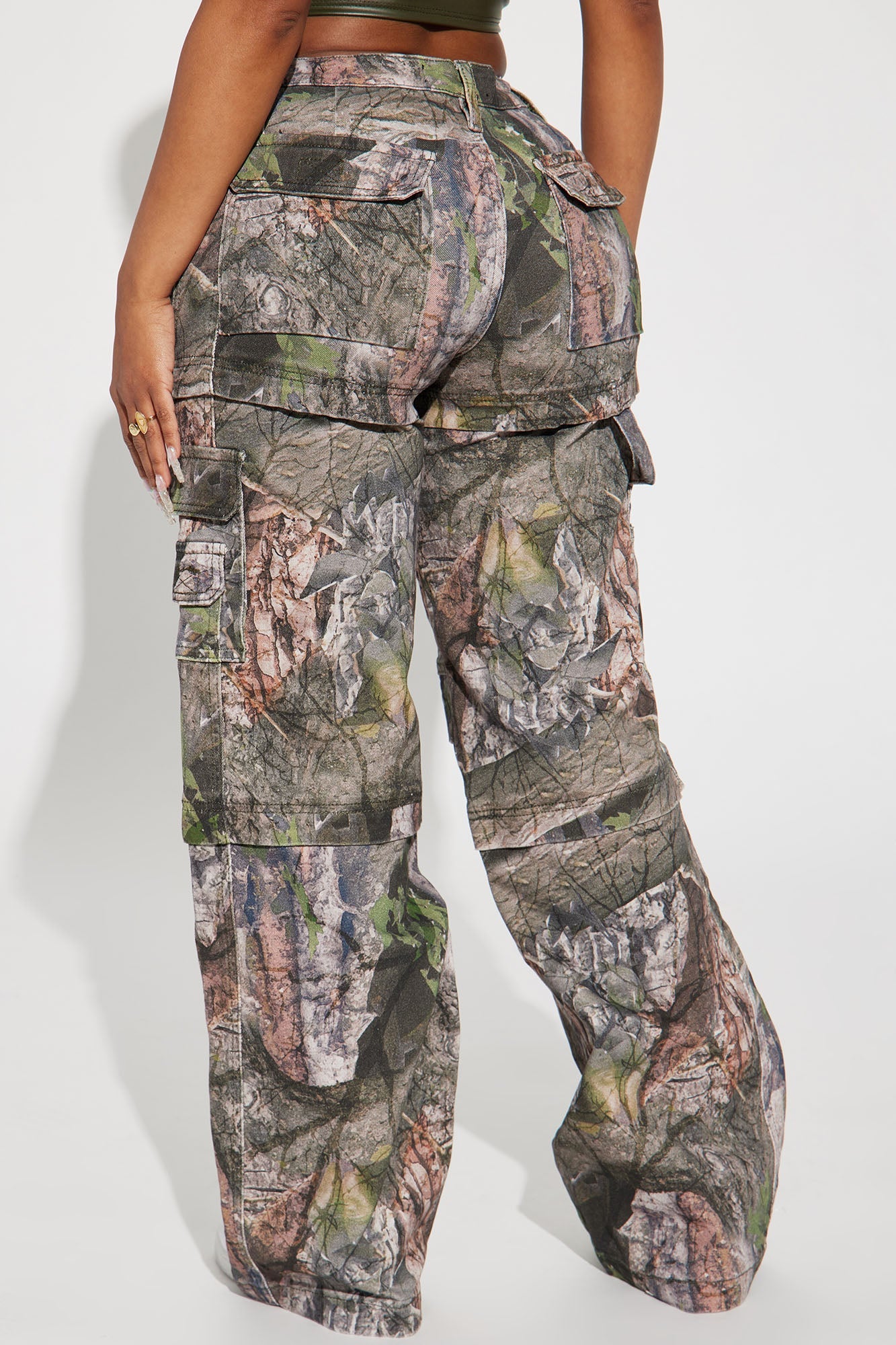Bree Camo Stretch Cargo Jean - Olive/combo - HCWP