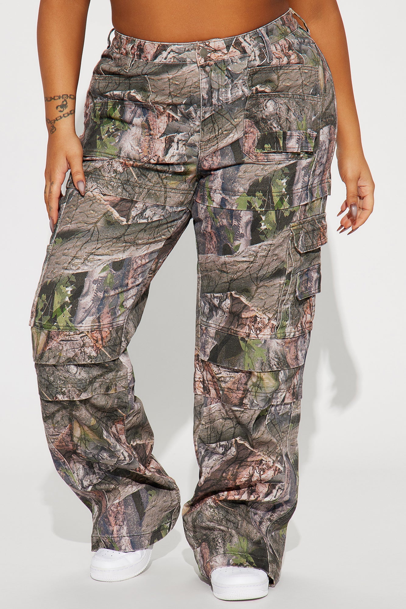 Bree Camo Stretch Cargo Jean - Olive/combo - HCWP