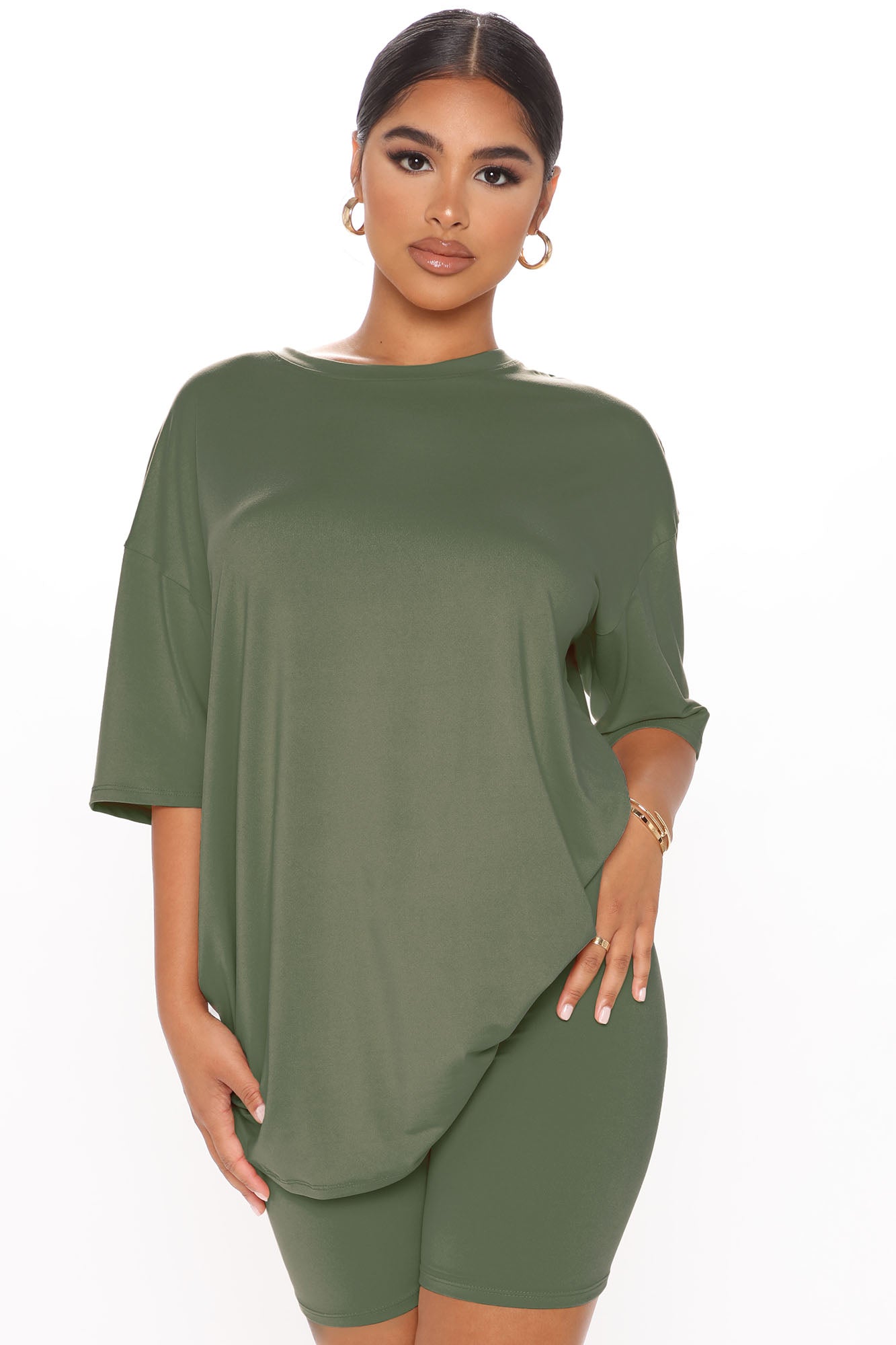 Weekend Vibes Short Set - Olive - HCWP