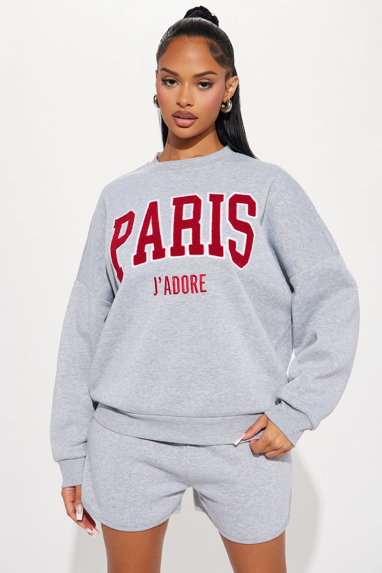 When In Paris Fleece Short Set - Grey - HCWP