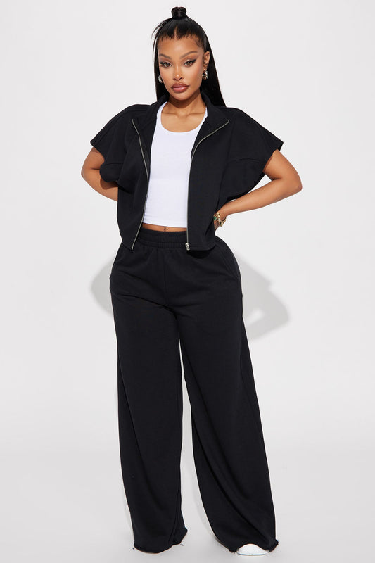 Fair Game Lounge Wide Leg Pant - Black - HCWP