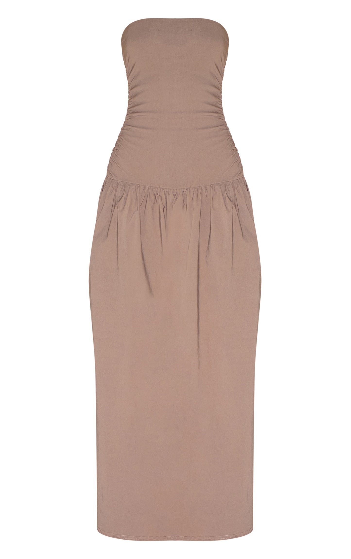 https://cdn-img.prettylittlething.com/1/4/7/7/147785f3a307aa937970a349dfa6152cddea2f85_CNM8730_5_taupe_stretch_woven_bandeau_ruched_maxi_dress.jpg