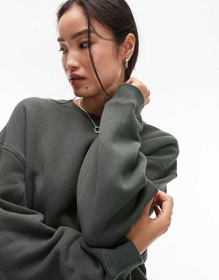 Topshop premium seam detail sweat in burgundy - HCWP