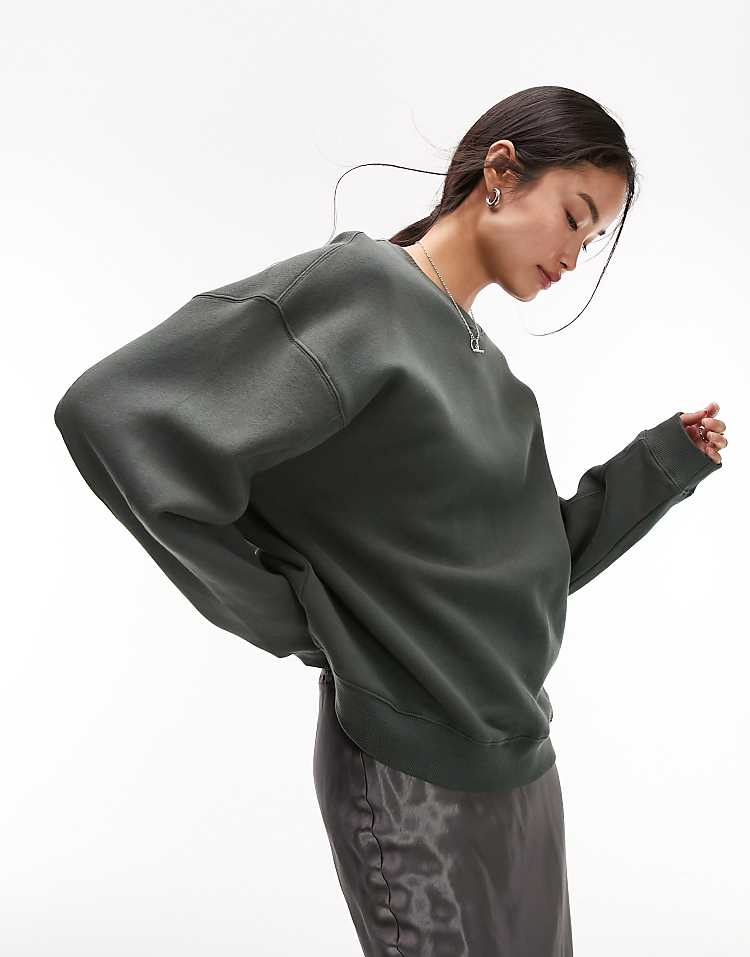 Topshop premium seam detail sweat in burgundy - HCWP