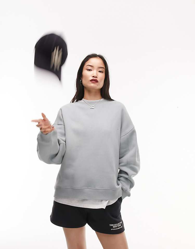Topshop premium seam detail sweat in burgundy - HCWP