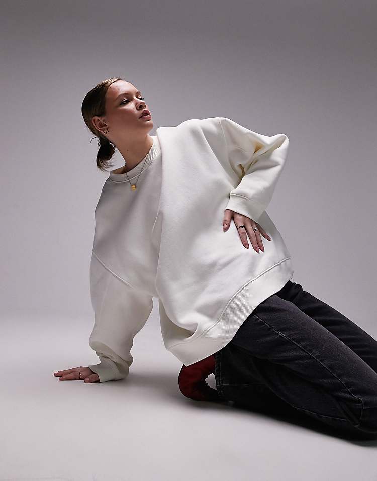 Topshop premium seam detail sweat in burgundy - HCWP