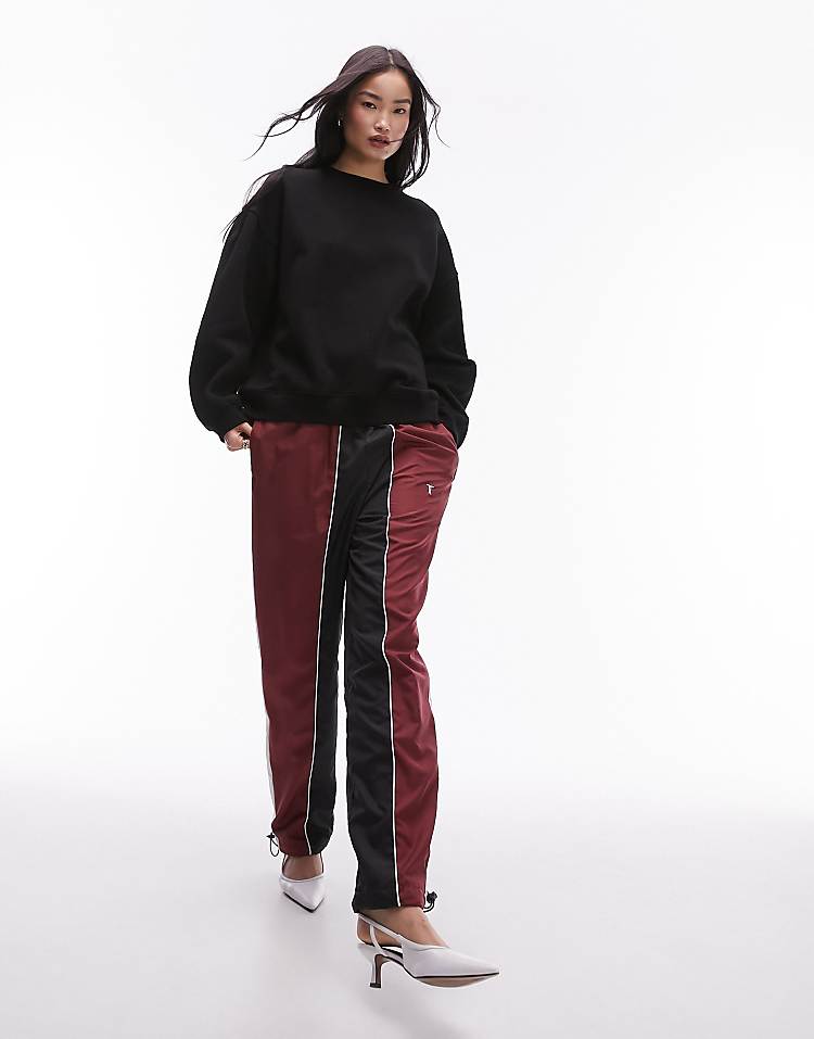 Topshop premium seam detail sweat in burgundy - HCWP