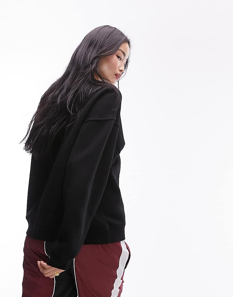 Topshop premium seam detail sweat in burgundy - HCWP