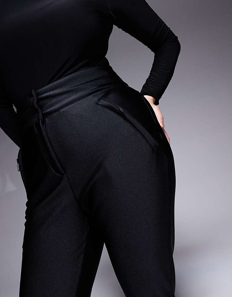 ASOS 4505 Curve Ski soft shell water repellent skinny ski trousers in black gloss