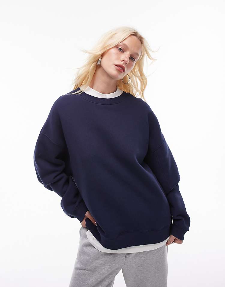 Topshop premium seam detail sweat in burgundy - HCWP