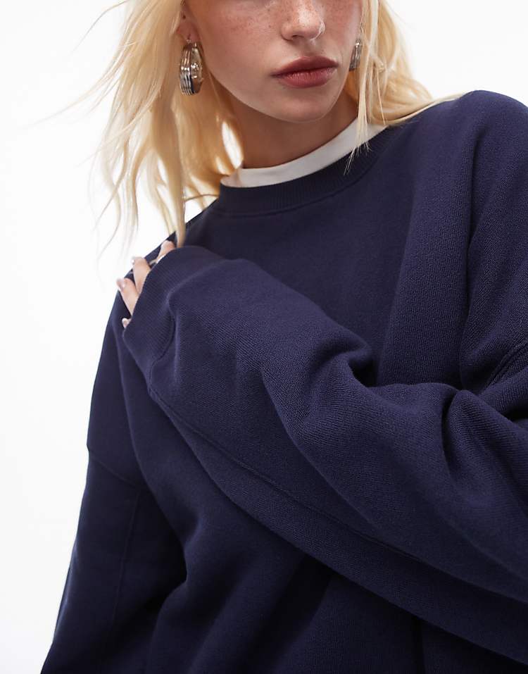 Topshop premium seam detail sweat in burgundy - HCWP