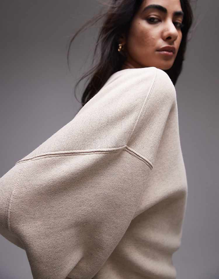 Topshop premium seam detail sweat in burgundy - HCWP