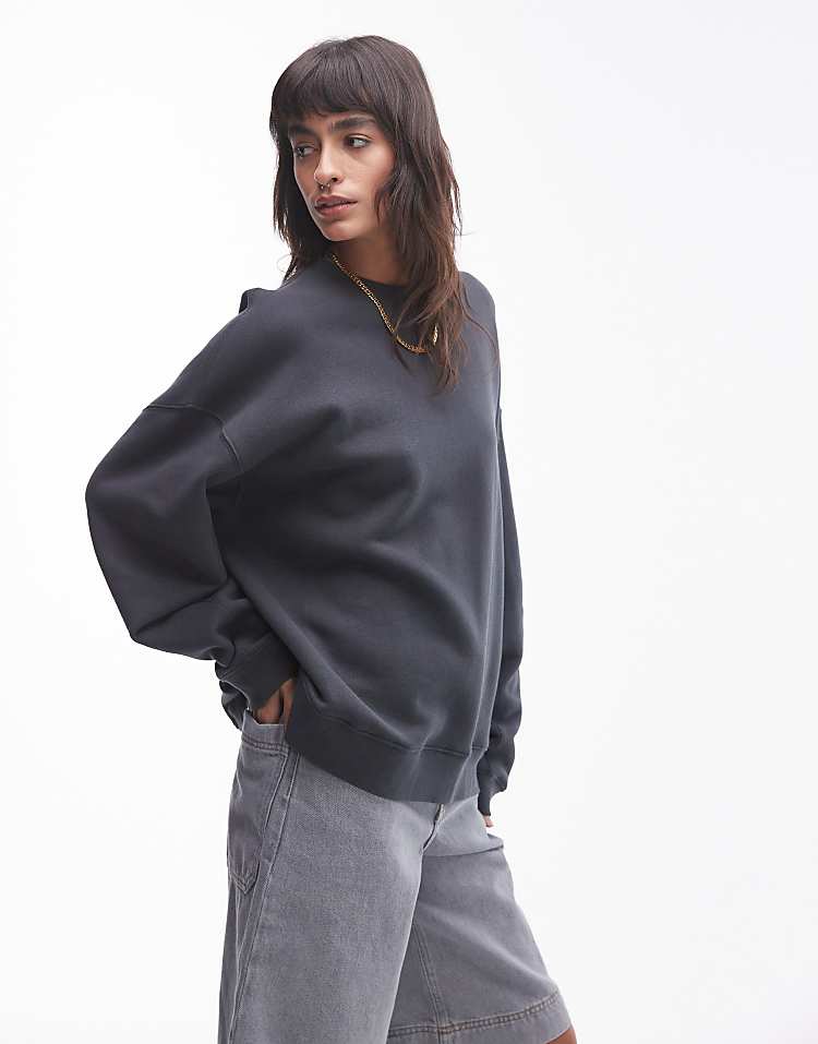 Topshop premium seam detail sweat in burgundy - HCWP
