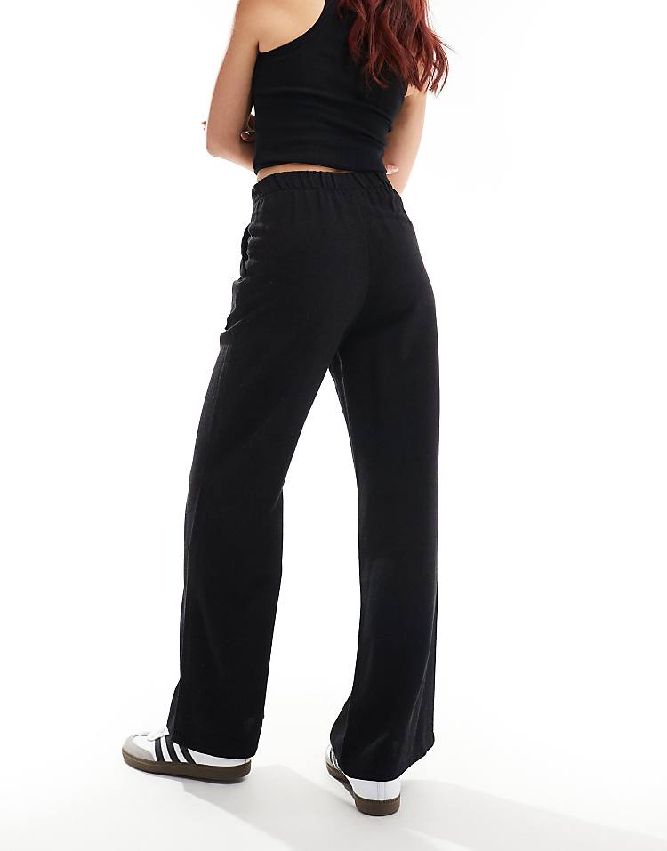 Reclaimed Vintage wide leg trouser in burgundy pinstripe