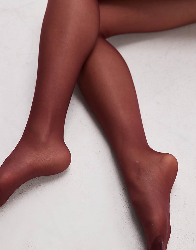 Topshop 15 denier sheer tights in burgundy