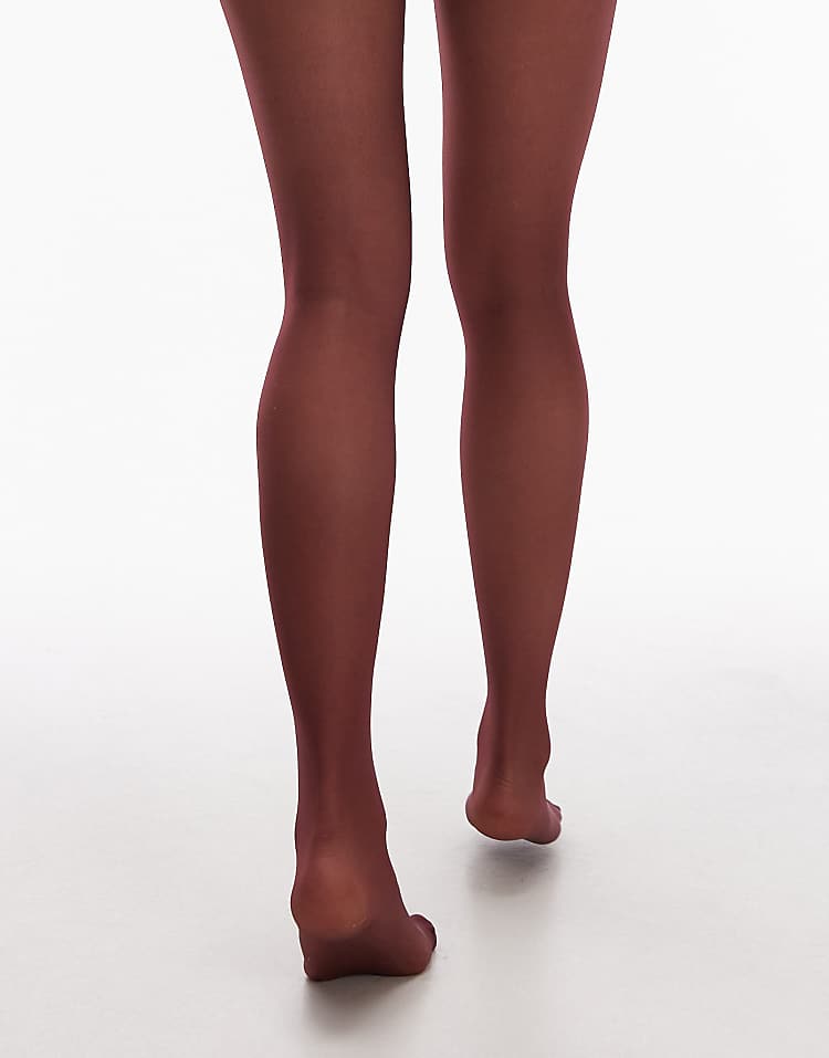Topshop 15 denier sheer tights in burgundy
