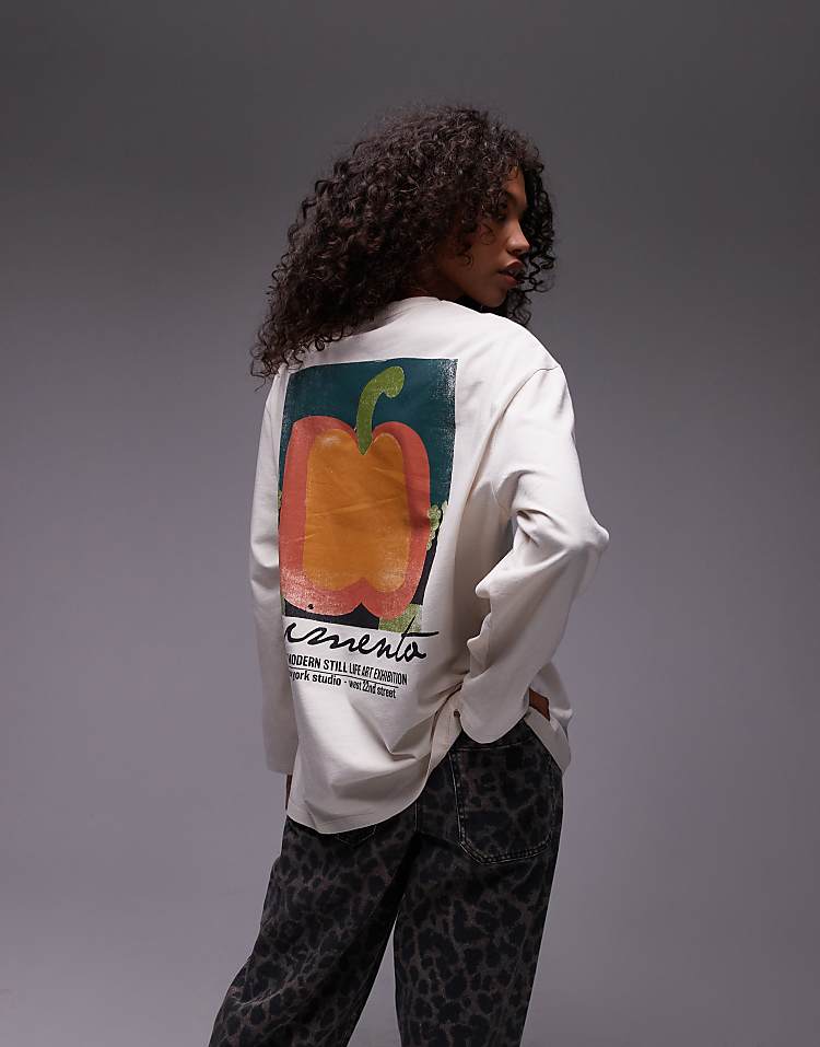 Topshop license graphic Nirvana long sleeve skater in burgundy