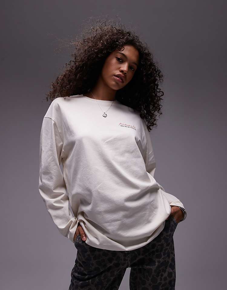 Topshop license graphic Nirvana long sleeve skater in burgundy