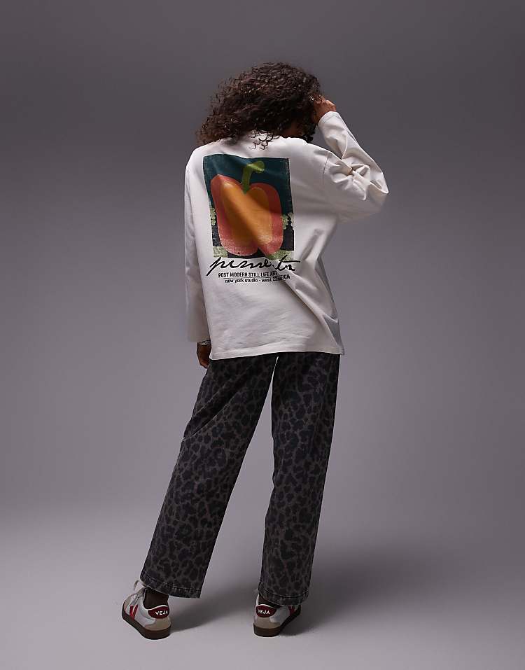 Topshop license graphic Nirvana long sleeve skater in burgundy