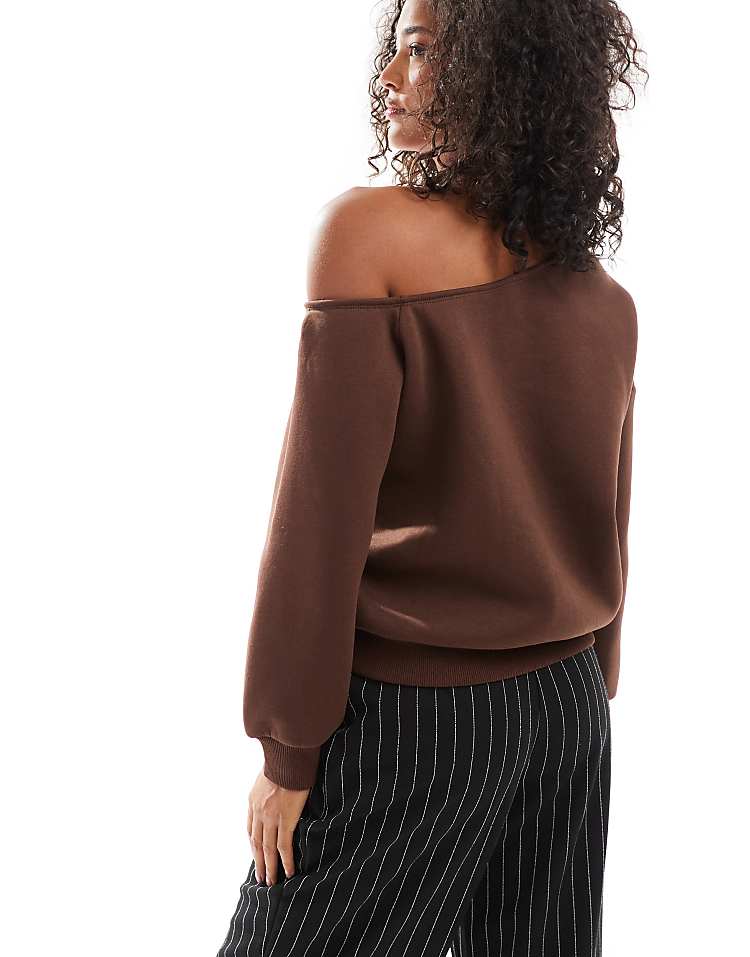 ASOS DESIGN asymmetric slouchy sweatshirt in burgundy