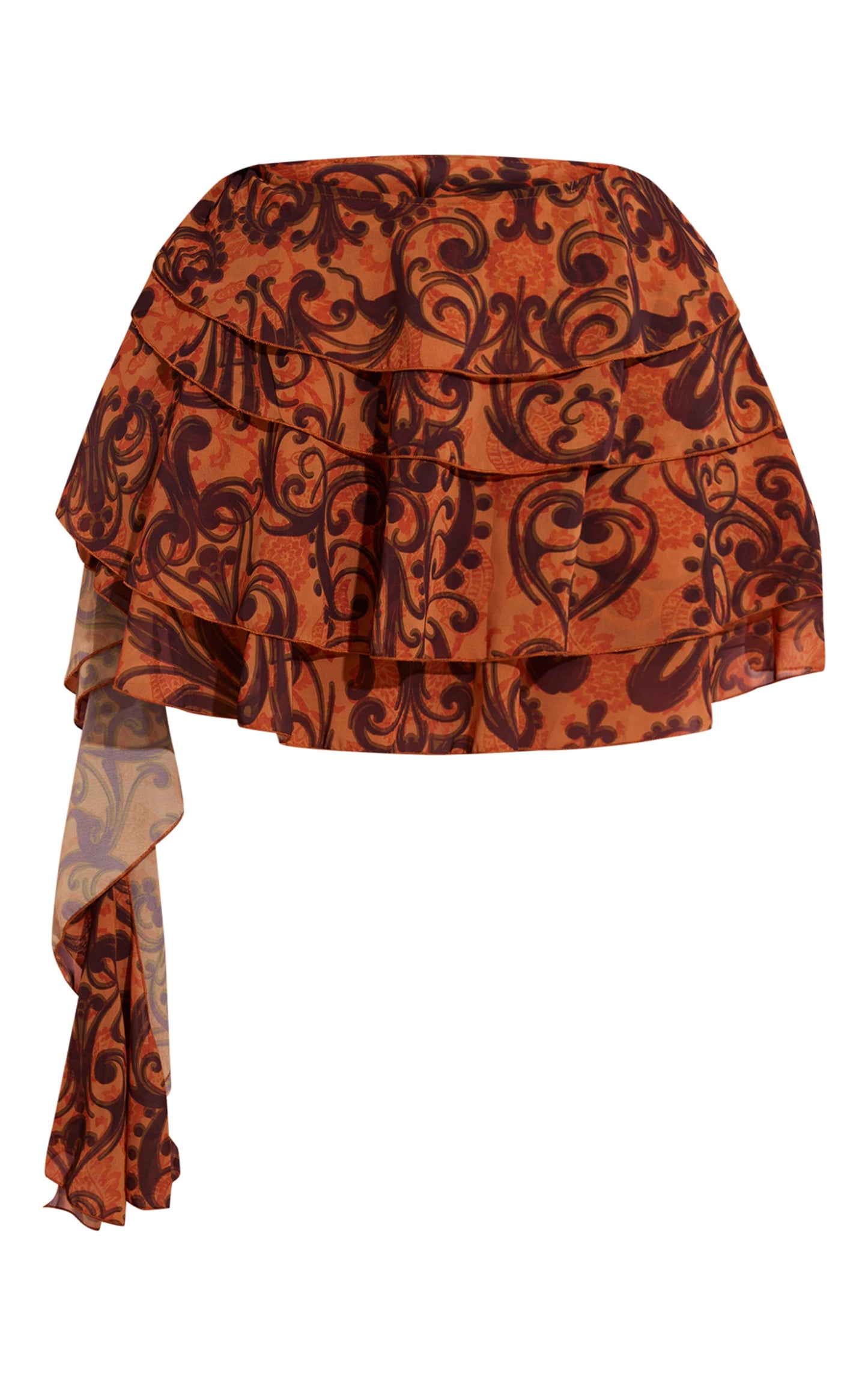 Plus Orange Ruffle Tiered Detail Mini Skirt - HCWP