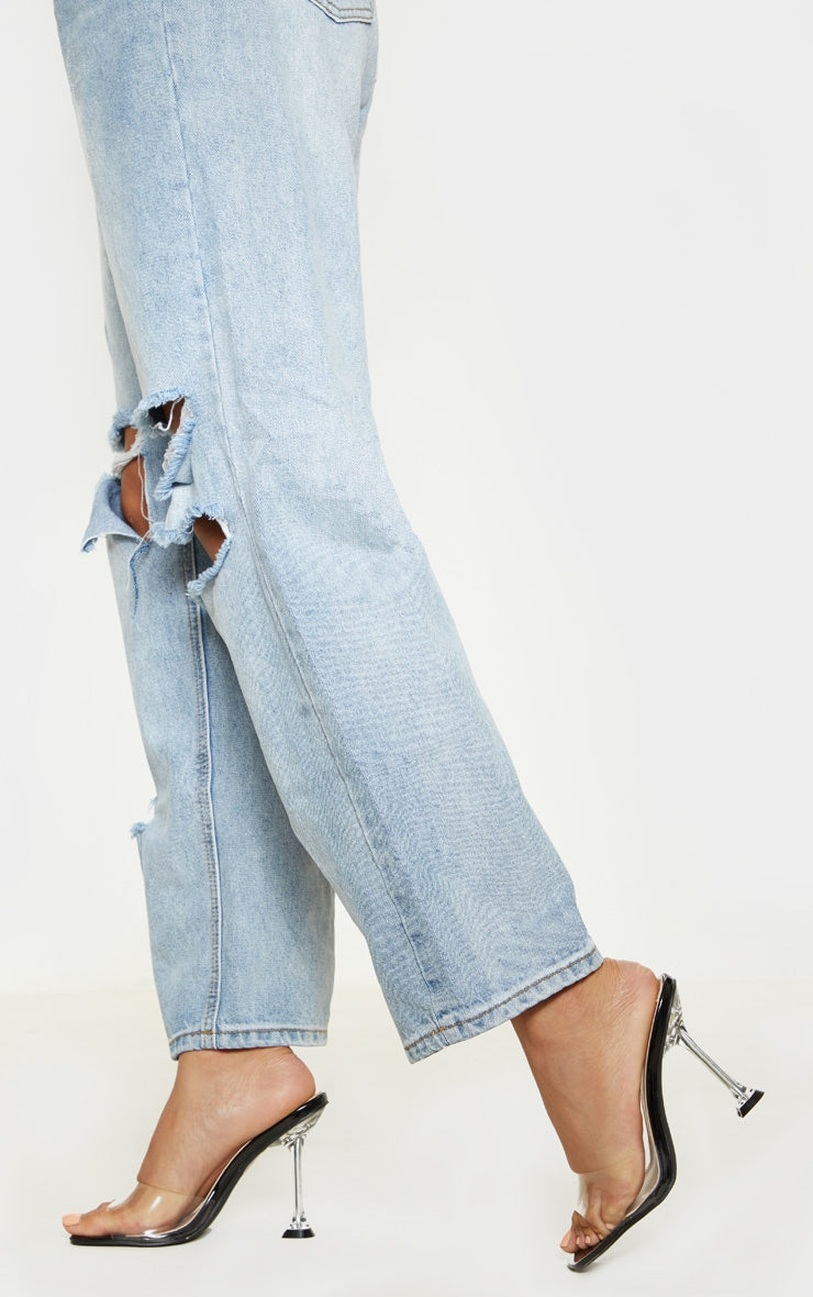 Nude Clear Heel Mule Sandals - HCWP