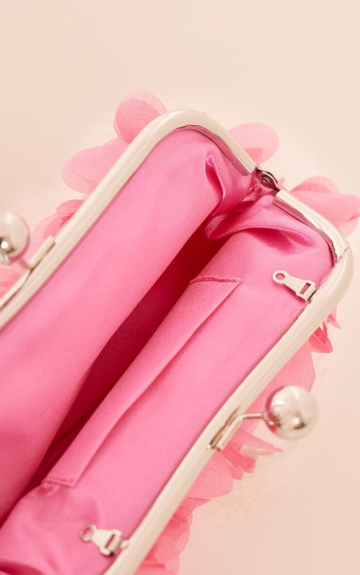 Hot Pink Petal Clutch Shoulder Bag - HCWP