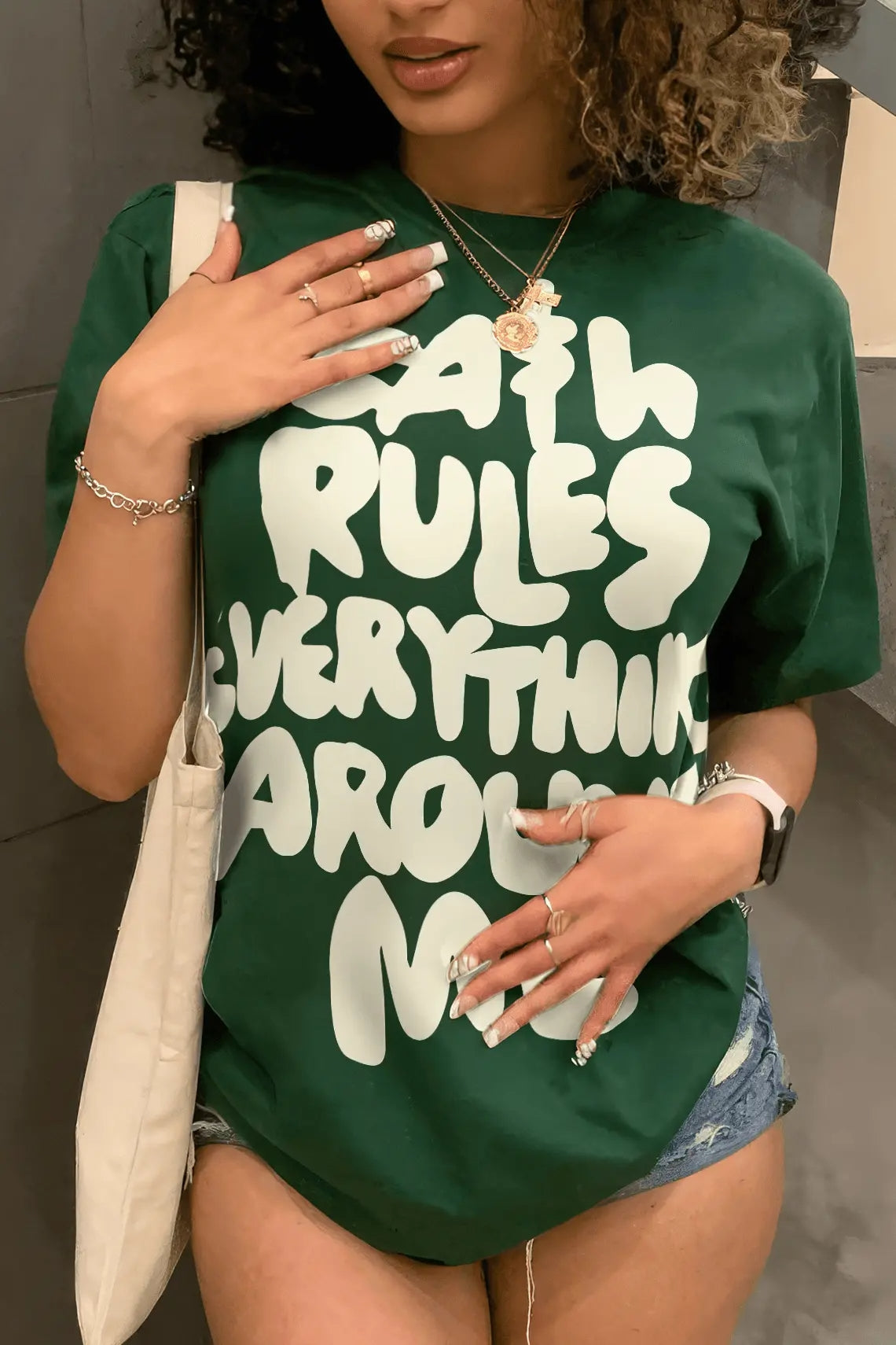 Letter Pattern Loose Pullover T-shirts - HCWP