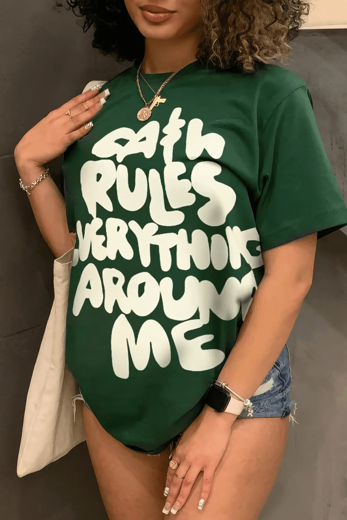 Letter Pattern Loose Pullover T-shirts - HCWP