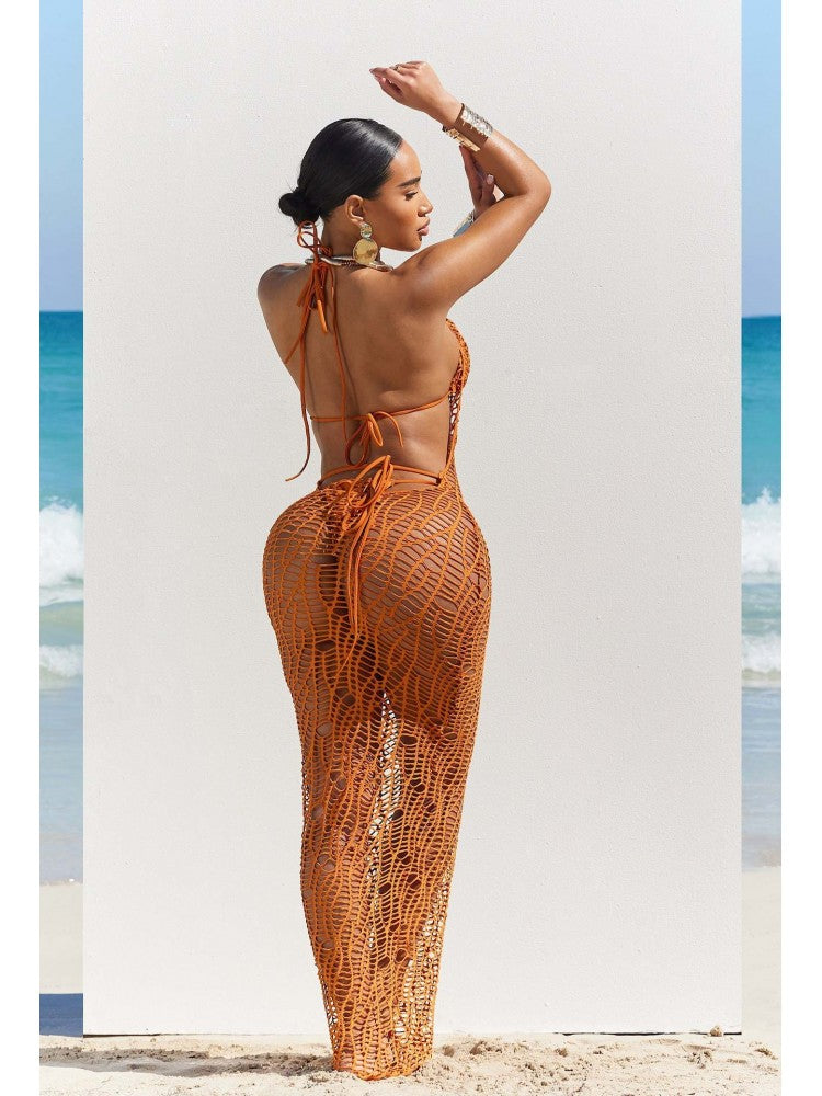 See Through High Rise Backless Bikinis 3 Piece Sets - HCWP