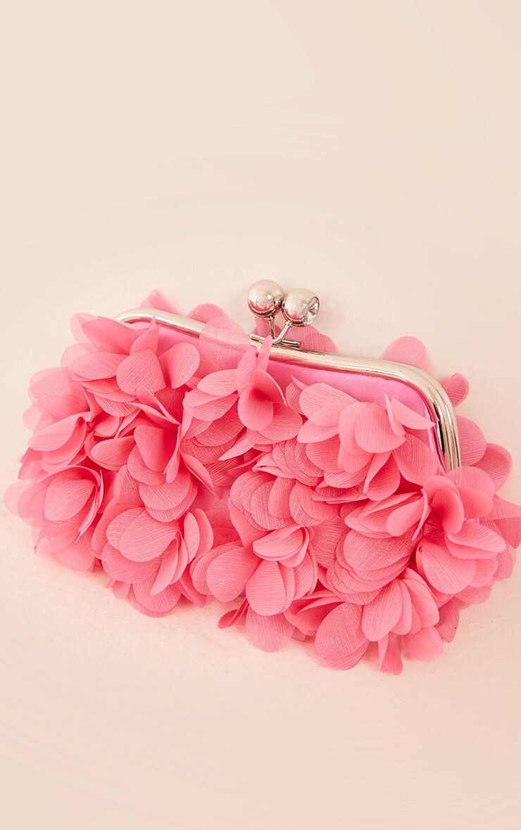 Hot Pink Petal Clutch Shoulder Bag - HCWP