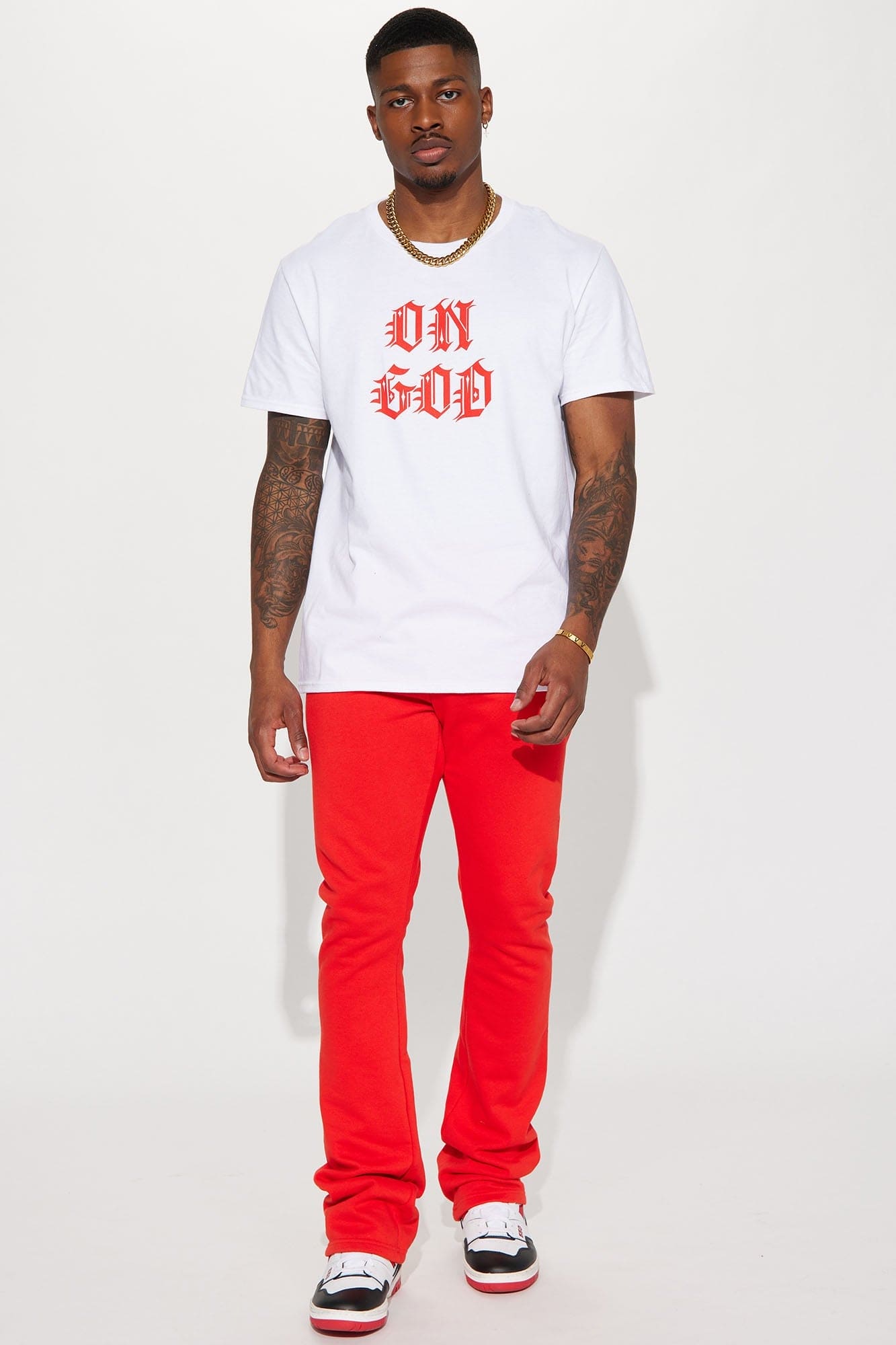Tyson Skinny Stacked Flare Sweatpant - Red - HCWP