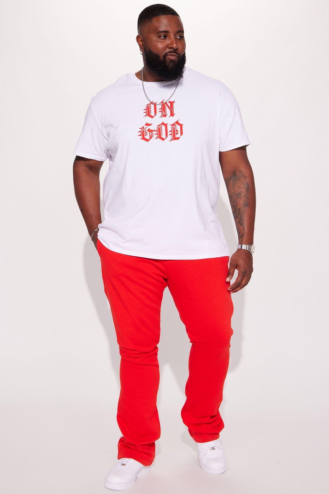 Tyson Skinny Stacked Flare Sweatpant - Red - HCWP