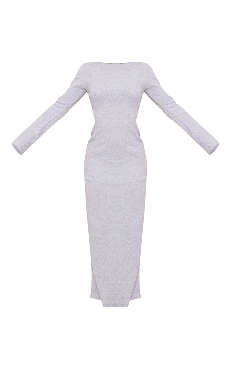 Cream Wide Rib Cut Out Twist Back Maxi Dress - HCWP
