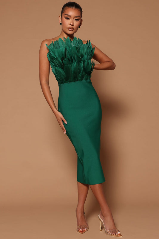 Marianna Bandage Midi Dress - Hunter - HCWP