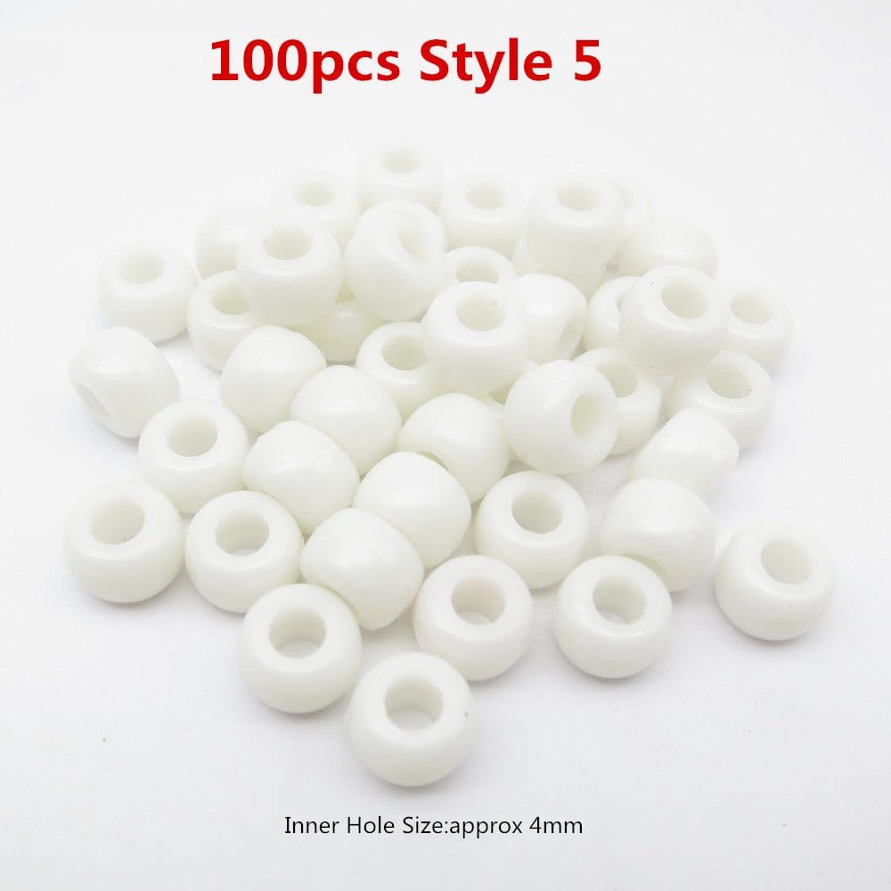 100Pcs Plastic Crochet Multicoloured Braids hair dread dreadlock beads rings tube for girls boys women hair Accessories