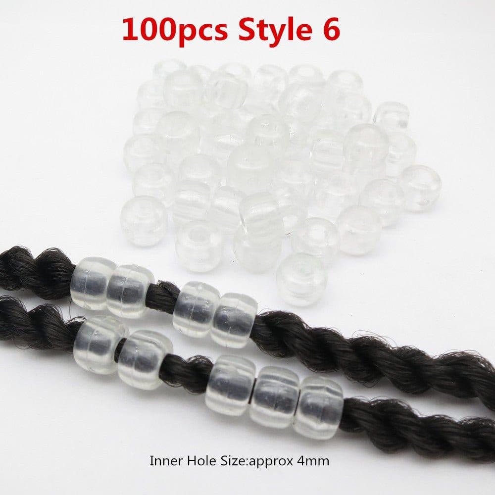 100Pcs Plastic Crochet Multicoloured Braids hair dread dreadlock beads rings tube for girls boys women hair Accessories