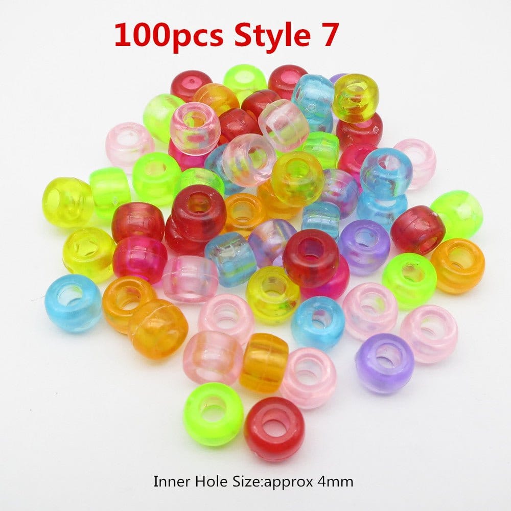 100Pcs Plastic Crochet Multicoloured Braids hair dread dreadlock beads rings tube for girls boys women hair Accessories