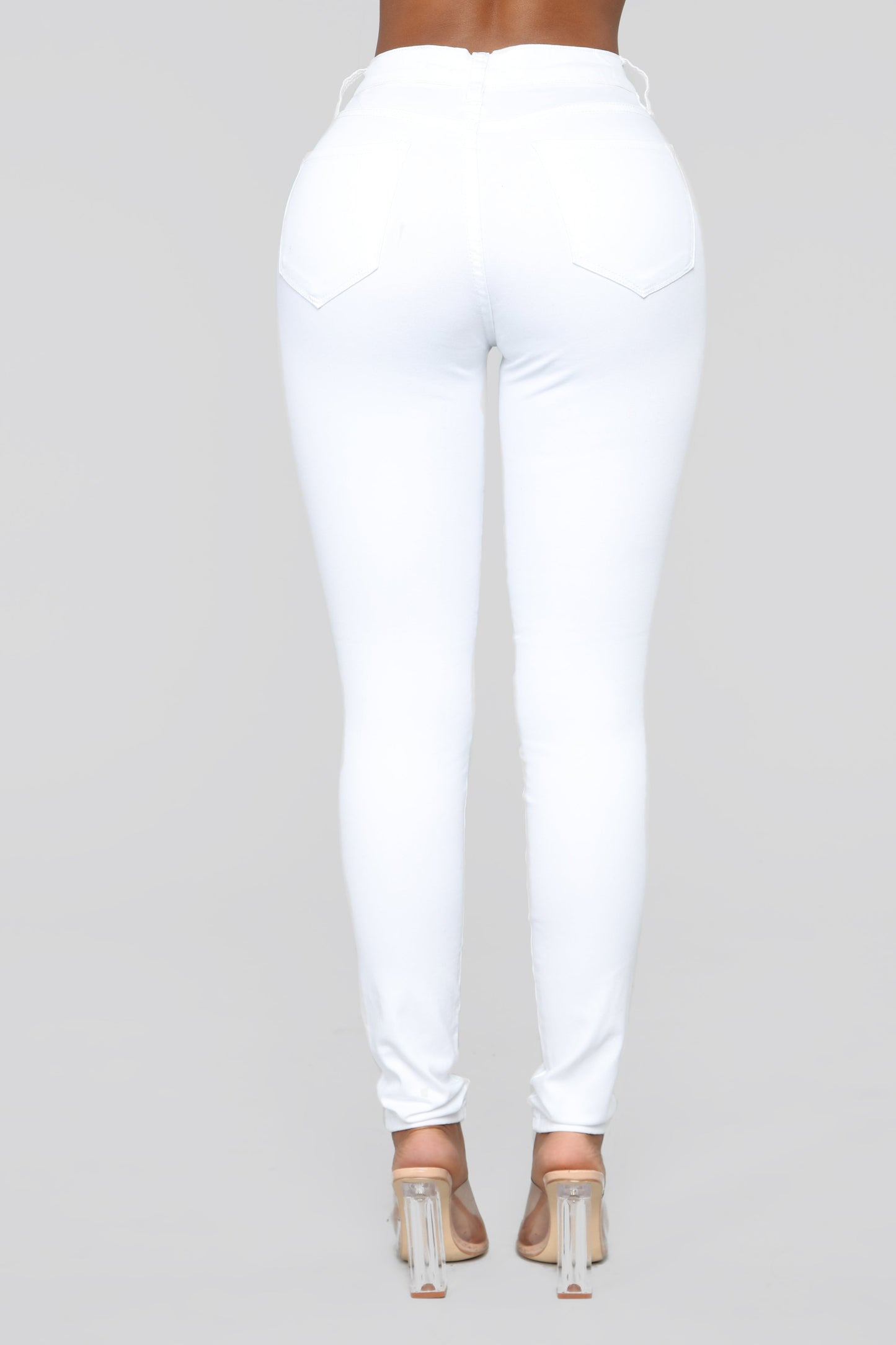 Classic Mid Rise Skinny Jeans - White - HCWP