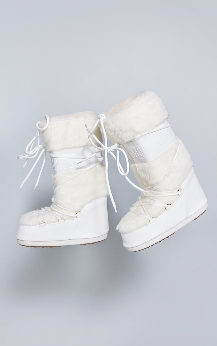 MOON BOOT White Icon Faux Fur - HCWP