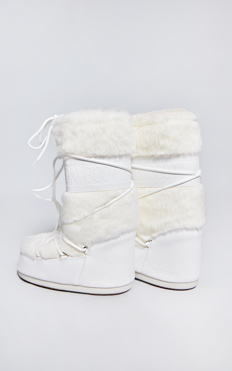 MOON BOOT White Icon Faux Fur - HCWP