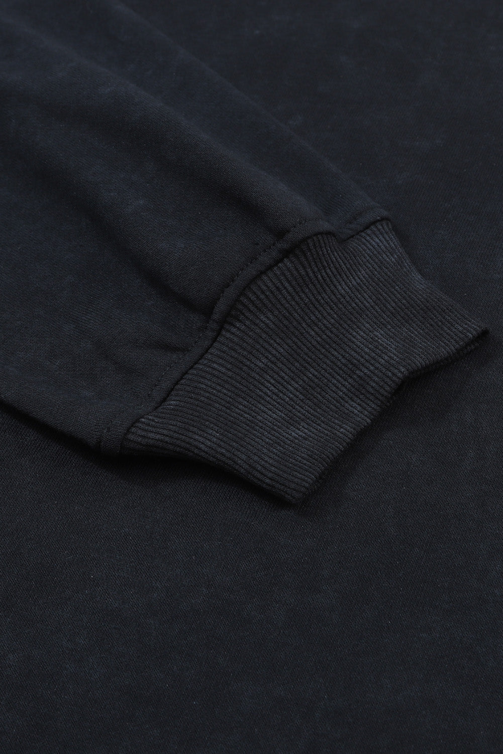 Black Drop Shoulder Crew Neck Pullover Sweatshirt - HCWP