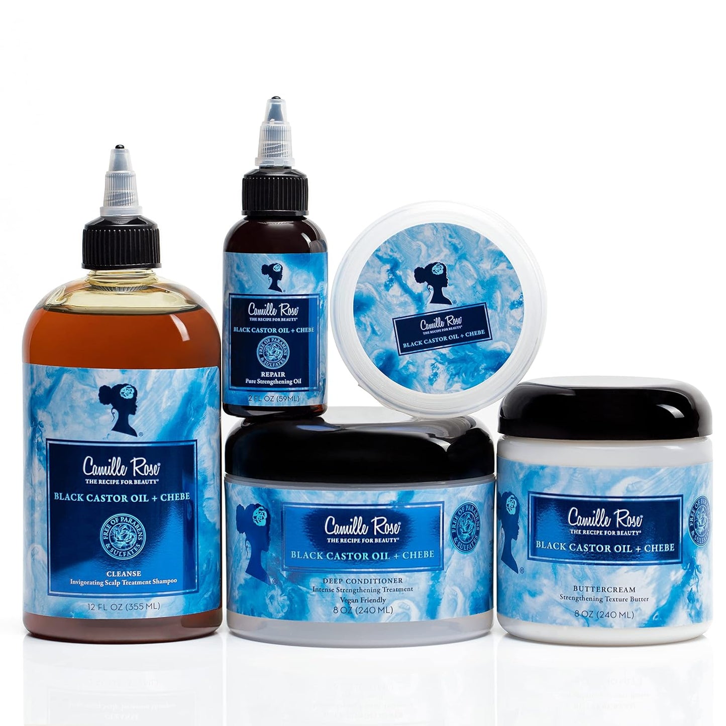 Camille Rose Black Castor Oil & Chebe Buttercream, Strengthening and Styling Butter to Restore Moisture for Thick, Textured Hair, 8 oz - HCWP