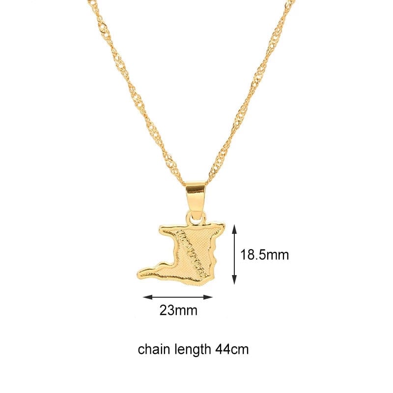 Africa Congo Algeria Map Pendant Necklace For Women Men Gold Color Copper Chain Necklaces Hiphop Style