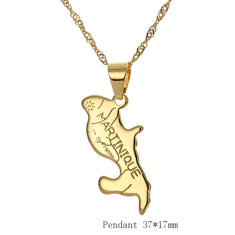 Africa Congo Algeria Map Pendant Necklace For Women Men Gold Color Copper Chain Necklaces Hiphop Style