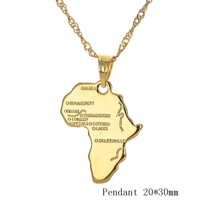 Africa Congo Algeria Map Pendant Necklace For Women Men Gold Color Copper Chain Necklaces Hiphop Style