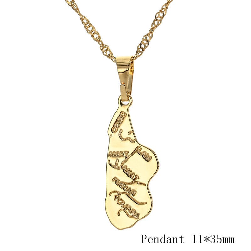Africa Congo Algeria Map Pendant Necklace For Women Men Gold Color Copper Chain Necklaces Hiphop Style