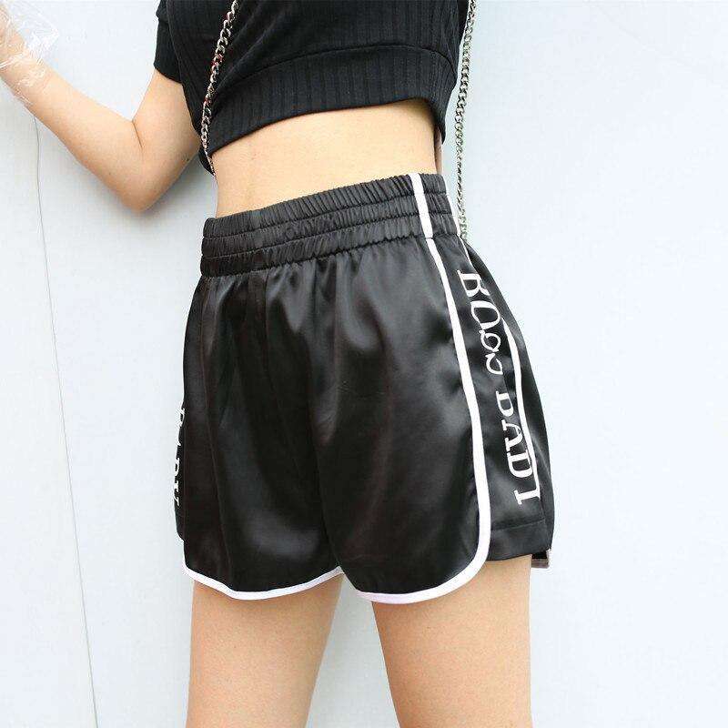 Split Side Shorts White Blue